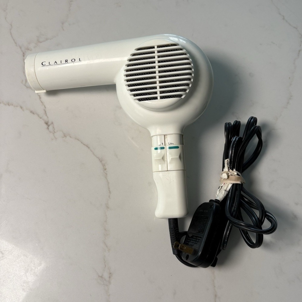 Vintage Clairol Hair Dryer White Handheld Dual Speed Heat Settings ALCI Plug